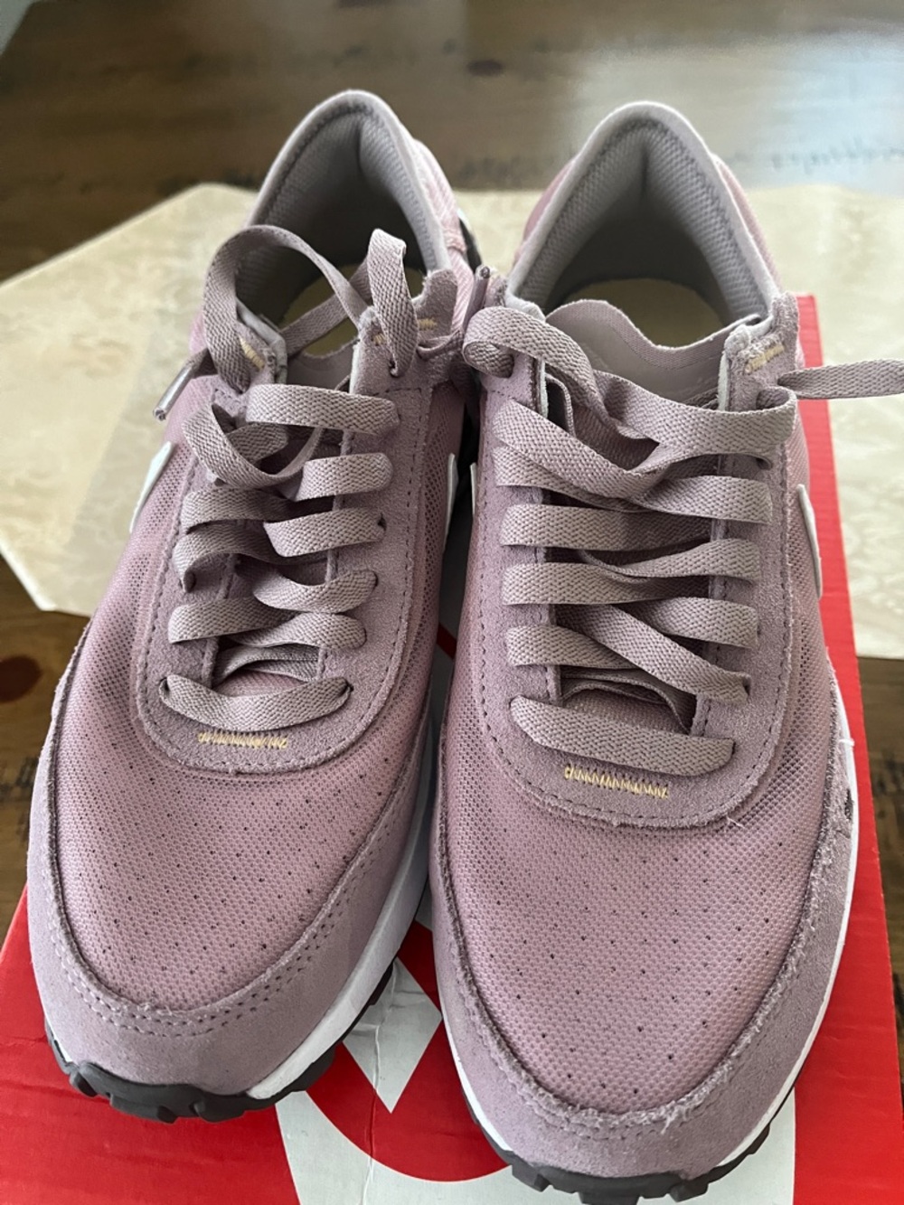 Nike Waffle One Kid’s Dusty Rose Lace-Up Sneakers